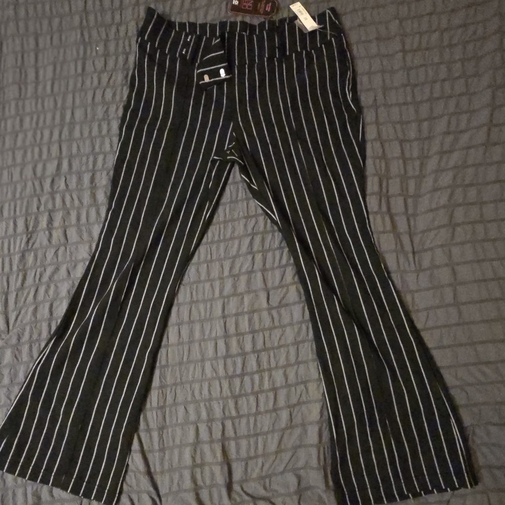 No Boundaries Black Pants with White Stripes